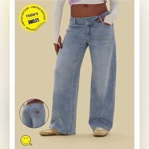 Halara X Smiley® Halara Flex™ Asymmetric Low Rise Baggy Wide Leg Jeans Size XL